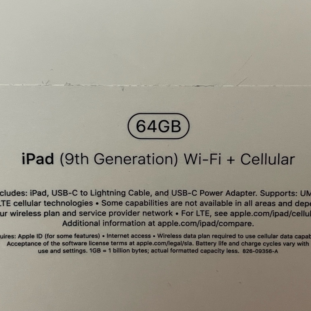Apple Empty Box Only for iPad (9th Generation) with Wi-Fi + Cellular - 64GB - Picture 3 of 3